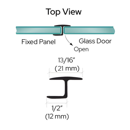 Black CRL Y jamb seal (SKU PCC10BL) for 180 glass-to-glass doors, soft vinyl leg, 95 in length.