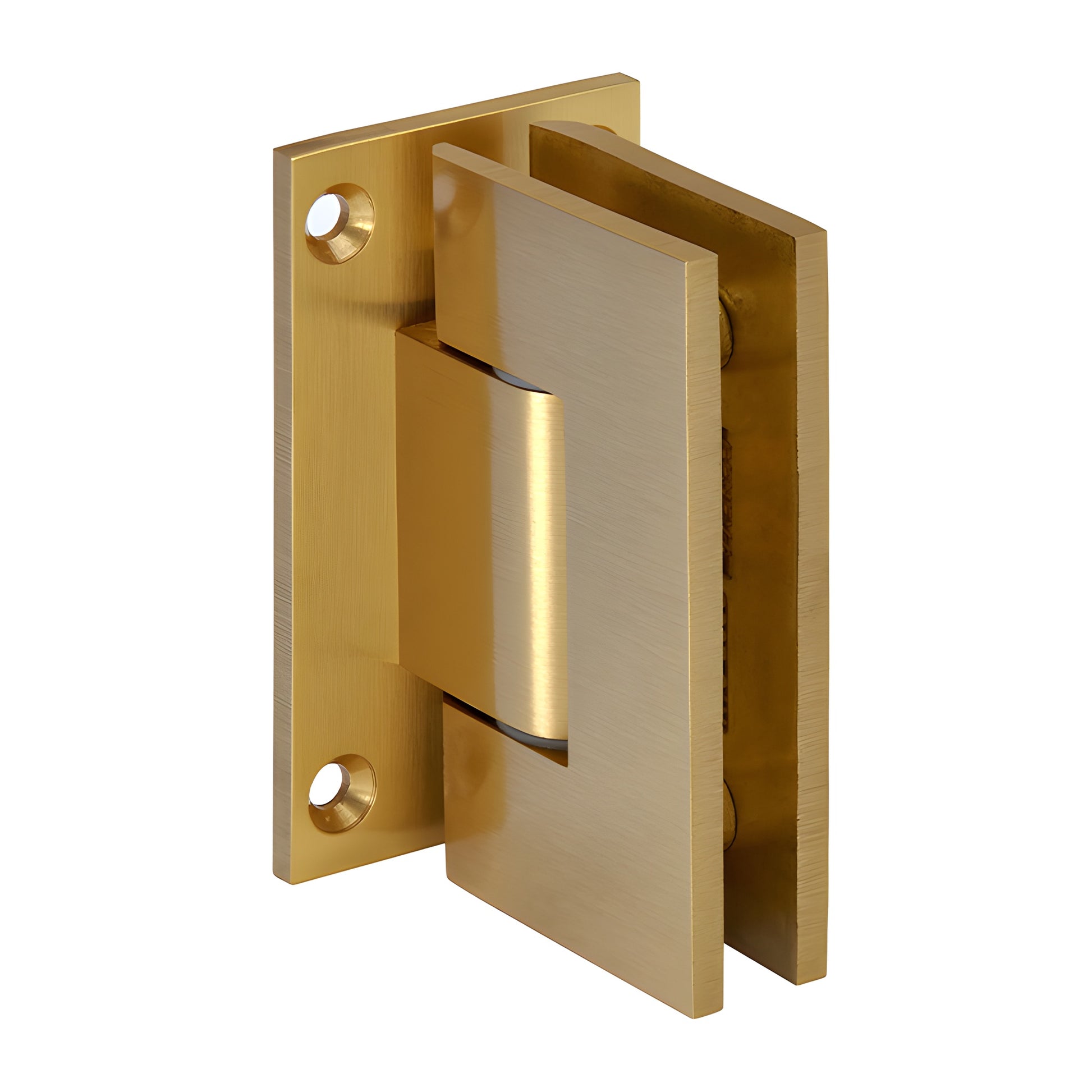 GEN337SB satin brass adjustable Geneva shower hinge, solid full back plate, 3-1/2 in height