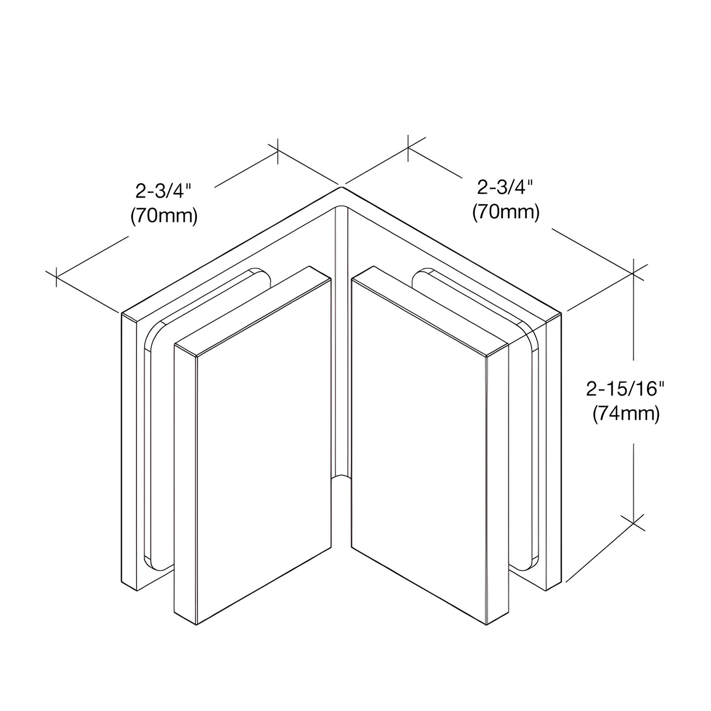 Bellagio BEL090BBRZ 90 glass-to-glass shower bracket, solid brass, brushed bronze finish