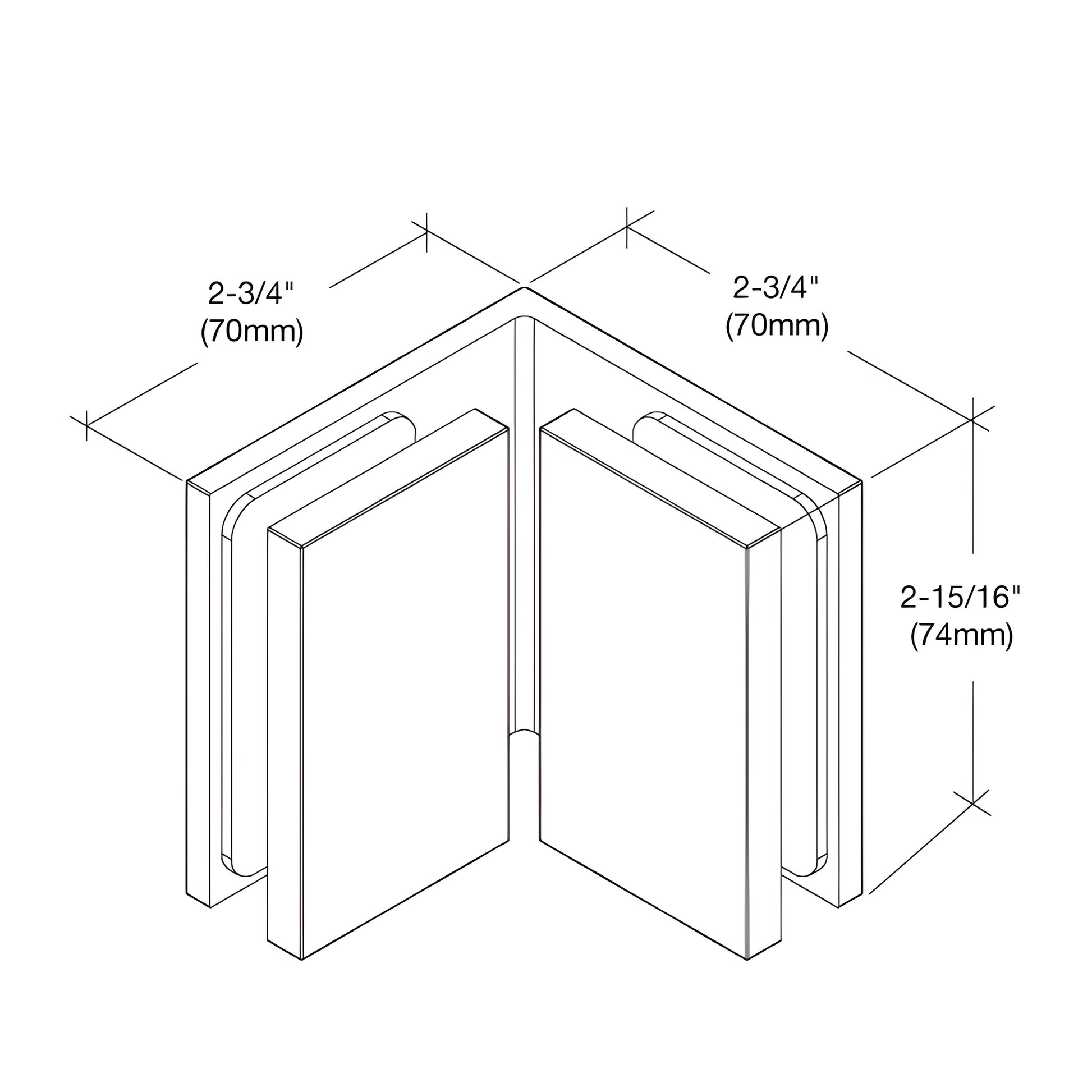 Bellagio BEL090BBRZ 90 glass-to-glass shower bracket, solid brass, brushed bronze finish
