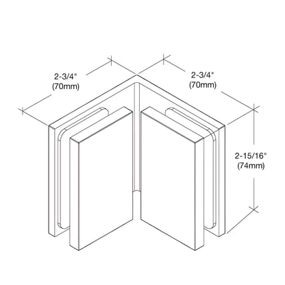 Bellagio BEL090BBRZ 90 glass-to-glass shower bracket, solid brass, brushed bronze finish