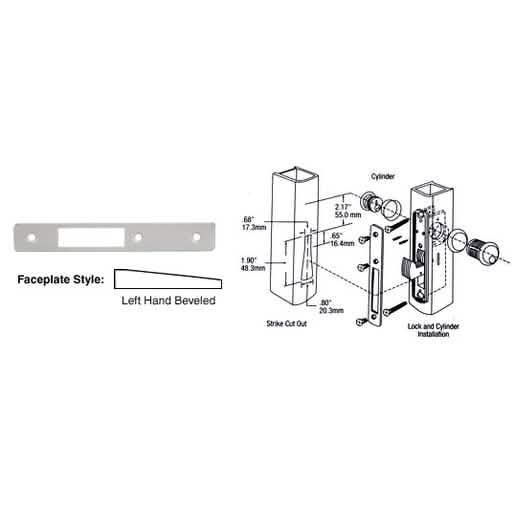 CRL Aluminum Left Hand Beveled Faceplate for DL2130 Deadlocks - Durable & Sleek Design