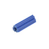 Blue plastic masonry anchor (SKU CTA12), 1" long ribbed cylinder with star interior, for concrete/brick - 5/16" drill hole