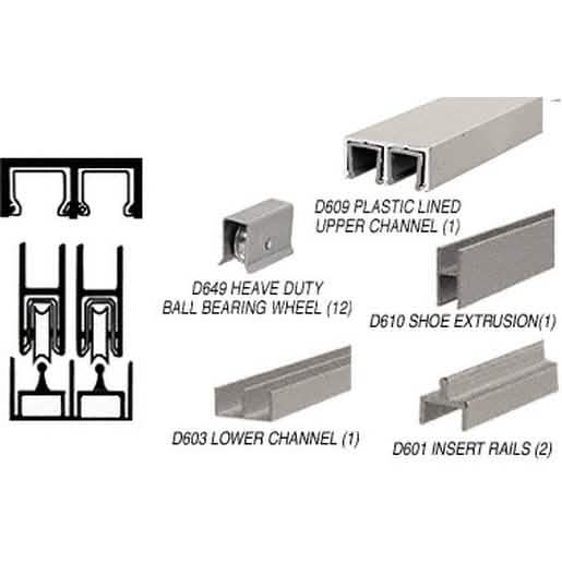 CRL Brushed Nickel Track Assembly with Steel Ball-Bearing Wheels for Smooth Sliding