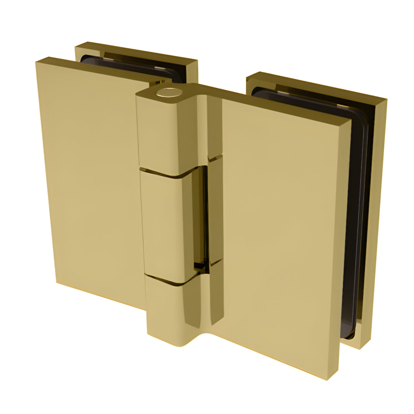 Satin brass concealed glass-to-glass shower hinge (Como series, SKU C0M180SB) for 8-10mm frameless doors.