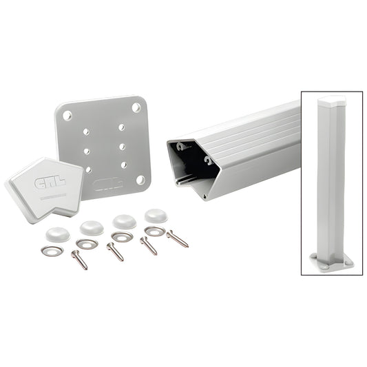 36-inch 135 aluminum post kit, silver metallic square post with base plate, cap, screws and covers - SKU 1P536KS