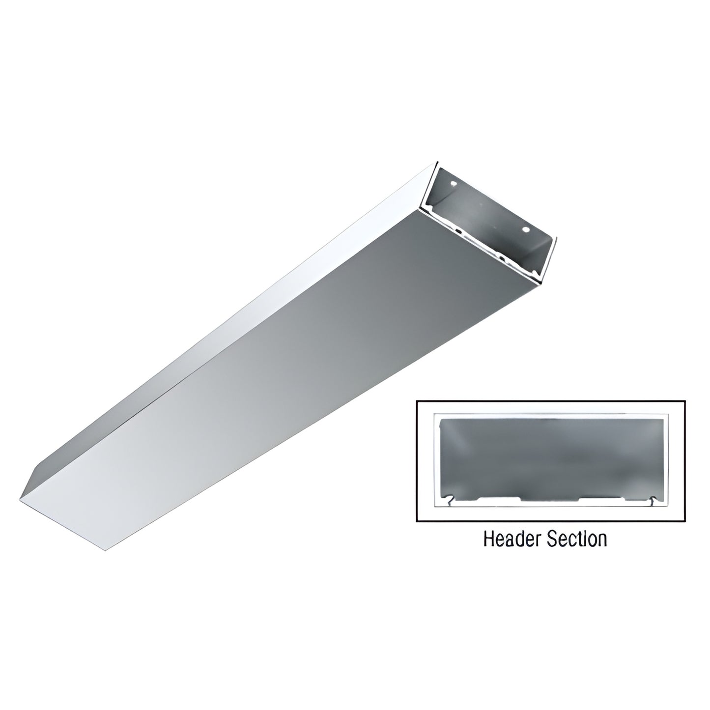 Polished stainless steel header jamb DCH4FPSC flat snap-in 4 in wide x 1-3/4 in high rectangular trim