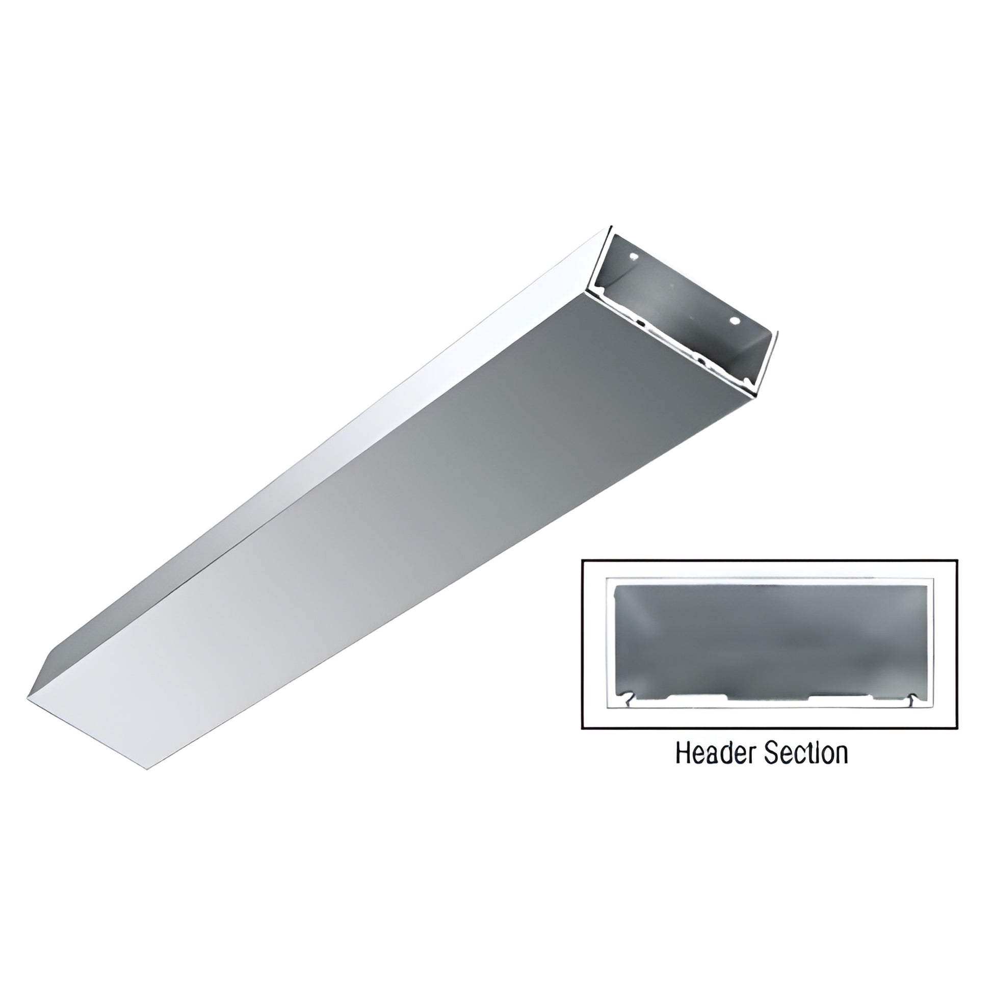 Polished stainless steel header jamb DCH4FPSC flat snap-in 4 in wide x 1-3/4 in high rectangular trim