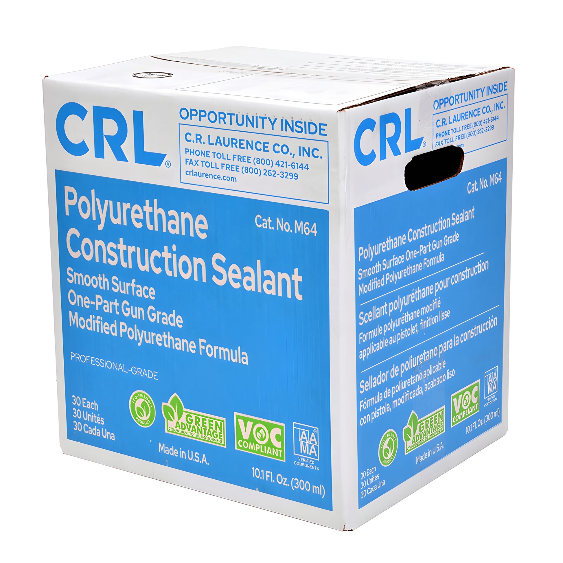CRL M640FW (M64) polyurethane construction sealant cartridge, 10.1 oz, off-white nozzle, low VOC, AAMA approved