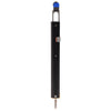 Blumcraft MPHT0P security latch - vertical stainless steel panic latch with black sleeve and blue alignment indicator.