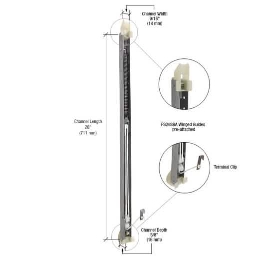 CRL 2730 Window Channel Balance with FS293BA Guides Attached - Durable Window Support