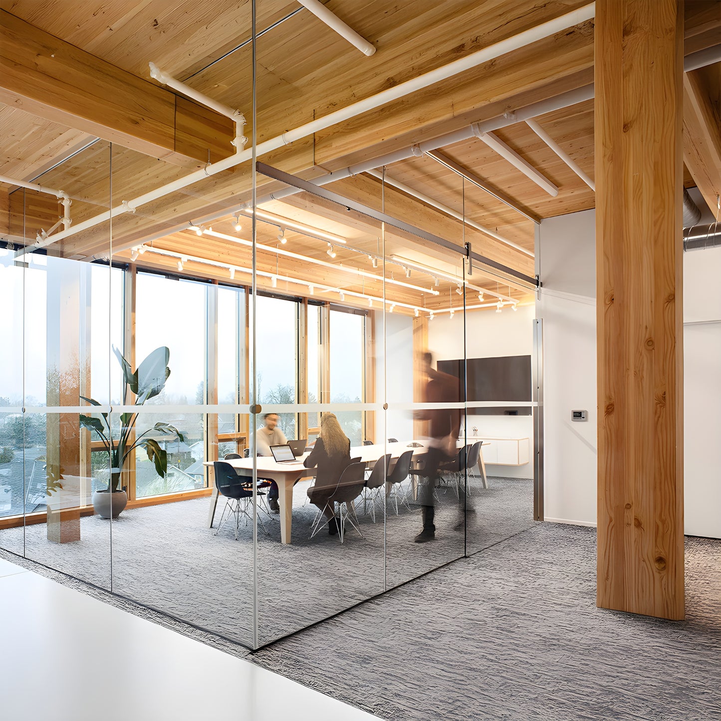 Brushed stainless Meridian frameless glass sliding door kit - roller and 96" track for 3/8-1/2" tempered glass (SKU LAT34MERB