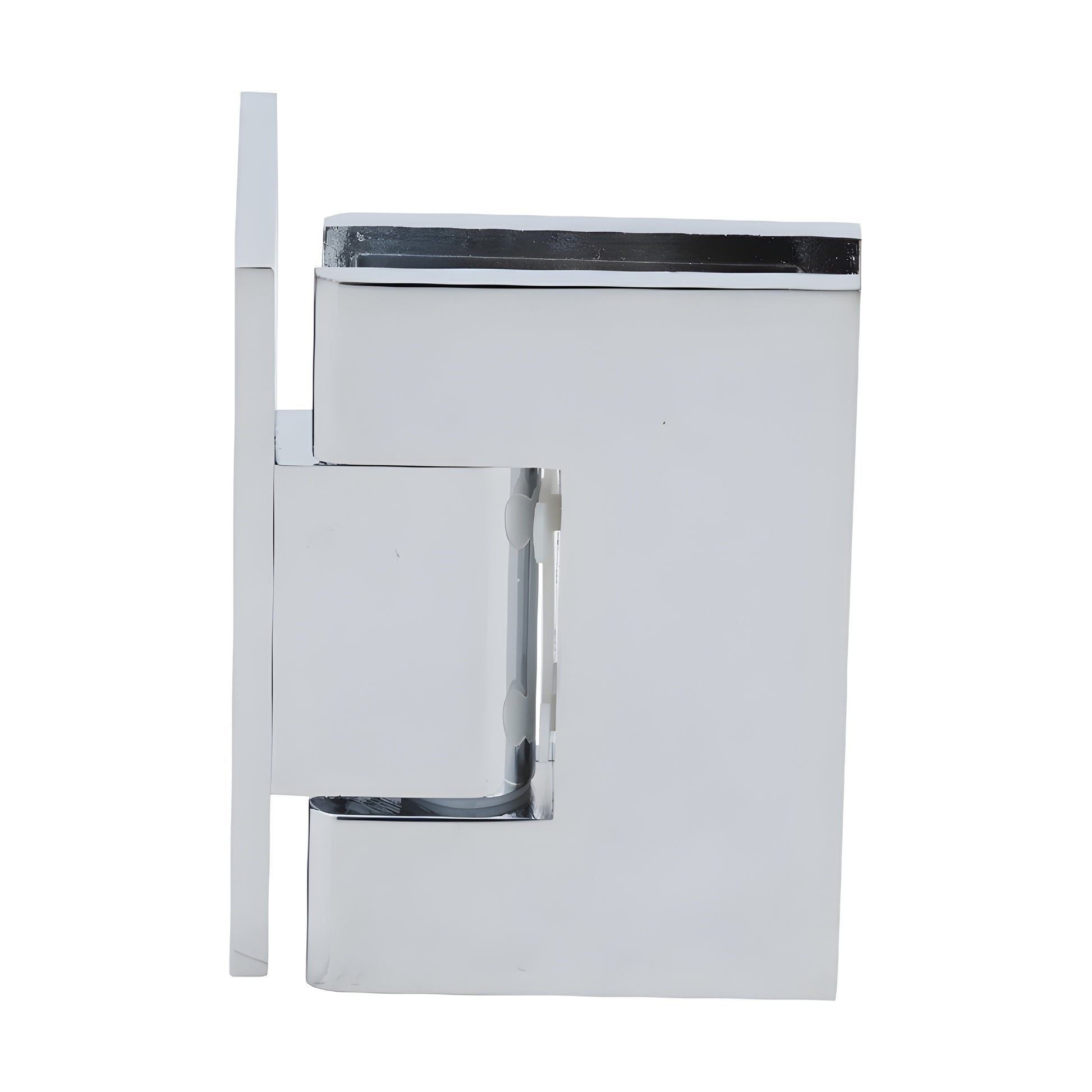 Polished chrome solid-brass Melbourne wall-mount glass door hinge, self-centering (SKU MEL024CH)