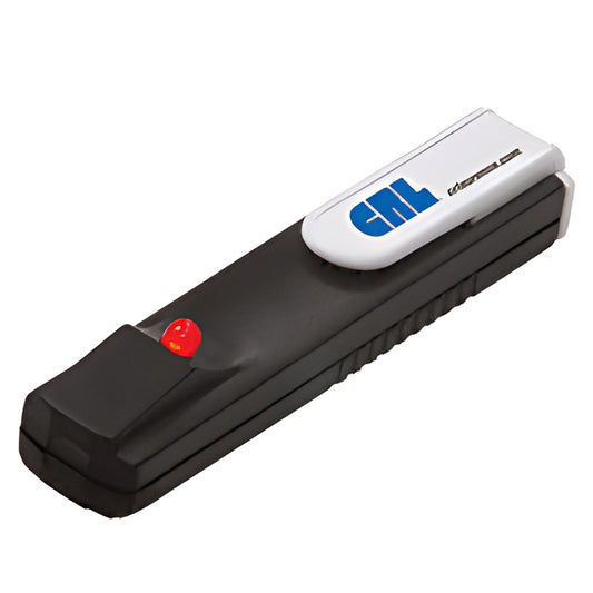 CRL CD1 Low-E detector, 3.5 in handheld black tester with white clip and red LED indicator for identifying coated glass