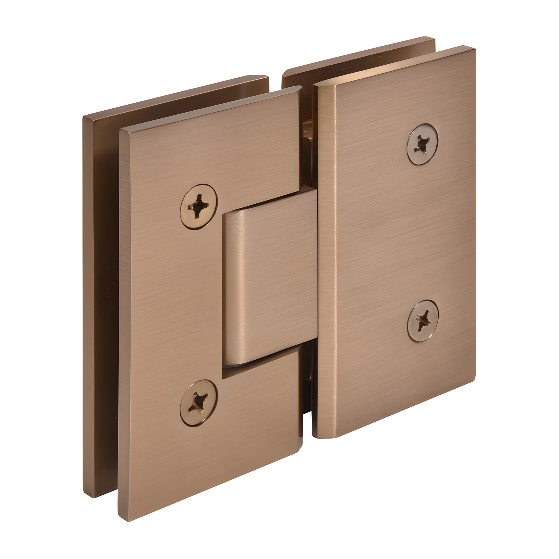 CRL Vienna 180-degree glass-to-glass shower hinge, dark brushed bronze brass, fits 3/8-1/2" glass - SKU V1E180DBBZ