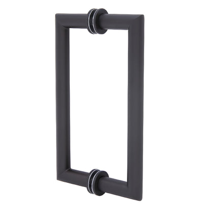 MT8X80RB oil-rubbed bronze square mitered back-to-back glass pull handle (brass tubular, 3/4in, 8in C-to-C)