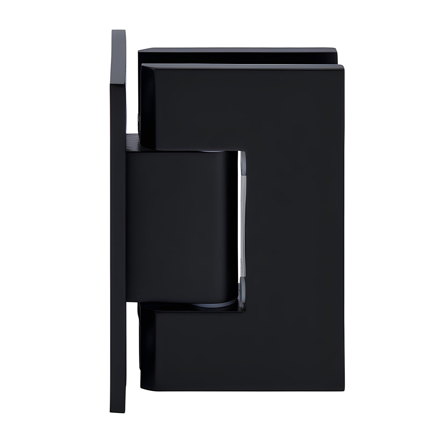 GEN537MBL matte black Geneva brass shower hinge for 8-12mm tempered glass, self-centering, 5 pre-set.