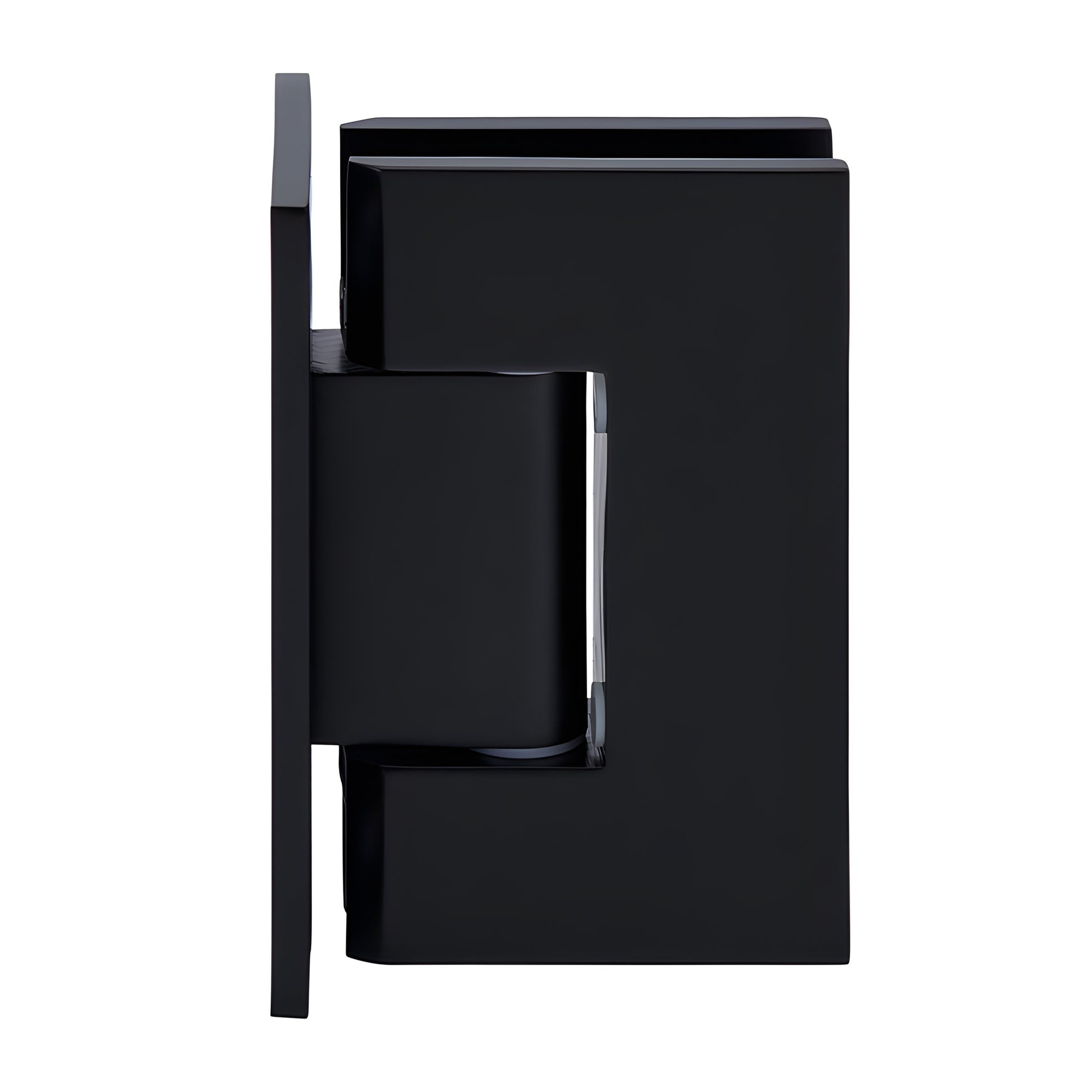 GEN537MBL matte black Geneva brass shower hinge for 8-12mm tempered glass, self-centering, 5 pre-set.