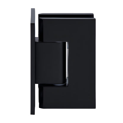 GEN537MBL matte black Geneva brass shower hinge for 8-12mm tempered glass, self-centering, 5 pre-set.