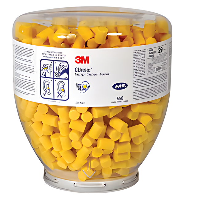 3M E-A-R Classic Foam Earplugs Dispenser Bottle Refill, Bulk – 500 Pair / Canister, One-Size