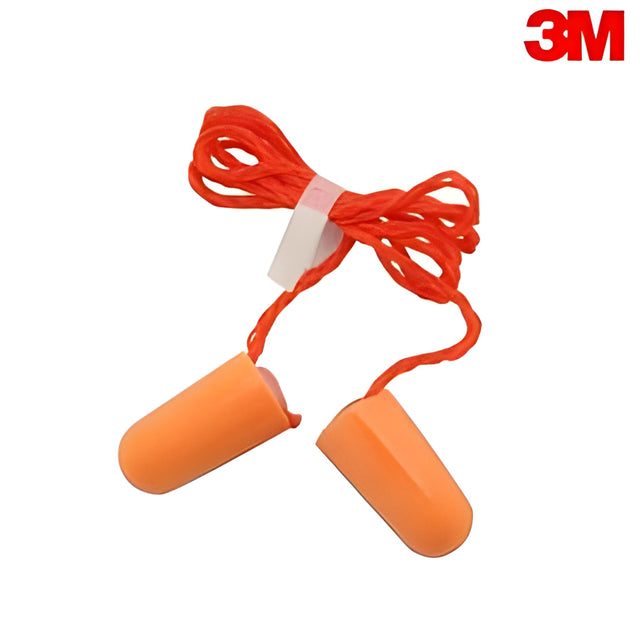 3M E-A-R Foam Earplugs, 1110, Orange, Corded, One Size Fits All – 100 Pairs/Box