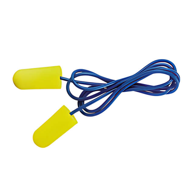 3M E-A-Rsoft Yellow Neon Earplugs, Corded, Polybag, Regular – 200 Pairs/Box