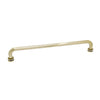 A side-angle view of the tubular towel bar highlighting the glass mount hardware.