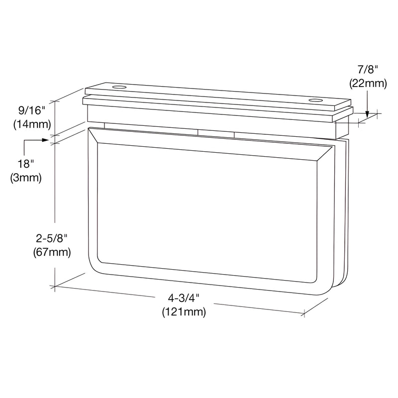 SRPPH06BN brushed nickel top-mount brass pivot hinge for 1/2 (12mm) tempered glass shower door, beveled edge.
