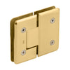 A rear view of the polished brass Cologne 180 Series hinge showing the mounting screw configuration.