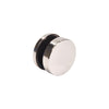 A single polished stainless steel roller component for the Colonia Series sliding glass door system.
