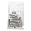 A clear plastic bag containing ten stainless steel socket head cap screws.