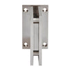 A front-facing view of the brushed nickel Trento hinge showing the wall mounting plate.