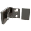 A side view of the polished chrome Lugano Series wall mount bracket with the cover plate removed to show the mounting holes.