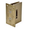 The back plate of the wall mount hinge showing mounting holes and brass construction.
