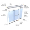 An exploded view diagram showing the assembly of the Cottage CK Series sliding shower door system.