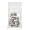 A clear plastic bag containing ten stainless steel socket head cap screws with a product label.