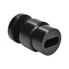 The rear view of the matte black adjustable standoff showing the mounting hole detail.