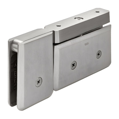 SRPPH07BN brushed-nickel Senior Prima pivot hinge for 1/2 in tempered glass, brass beveled finish