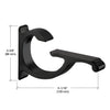 A technical diagram of the black aluminum shelf bracket showing a height of 3-3/8 inches and a width of 5-1/16 inches.