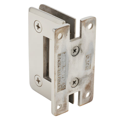 ULT037PS polished 316 stainless steel H-style shower door hinge, beveled edges, wall-mount, self-centering.
