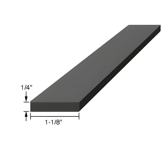 Black silicone setting block SBSN4, 4 in long, 1/4 in thick 1-1/8 in wide rectangular spacer.