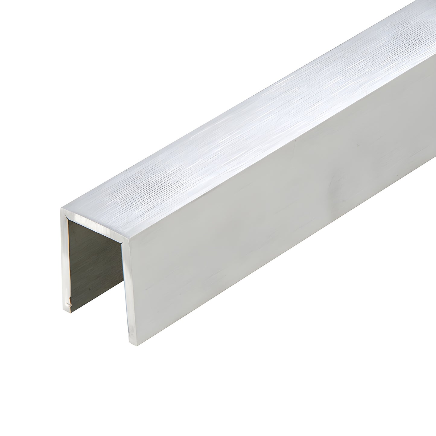 GRLC10BS brushed stainless steel low-profile U cap rail for 1/2 or 5/8 in (12/16 mm) glass.