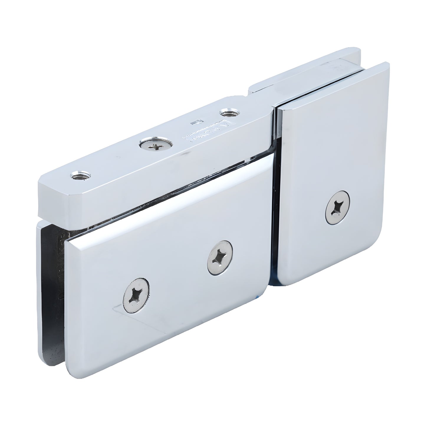 PPH07CH polished chrome brass pivot hinge for 8-10mm glass shower doors, beveled design, self-centering.