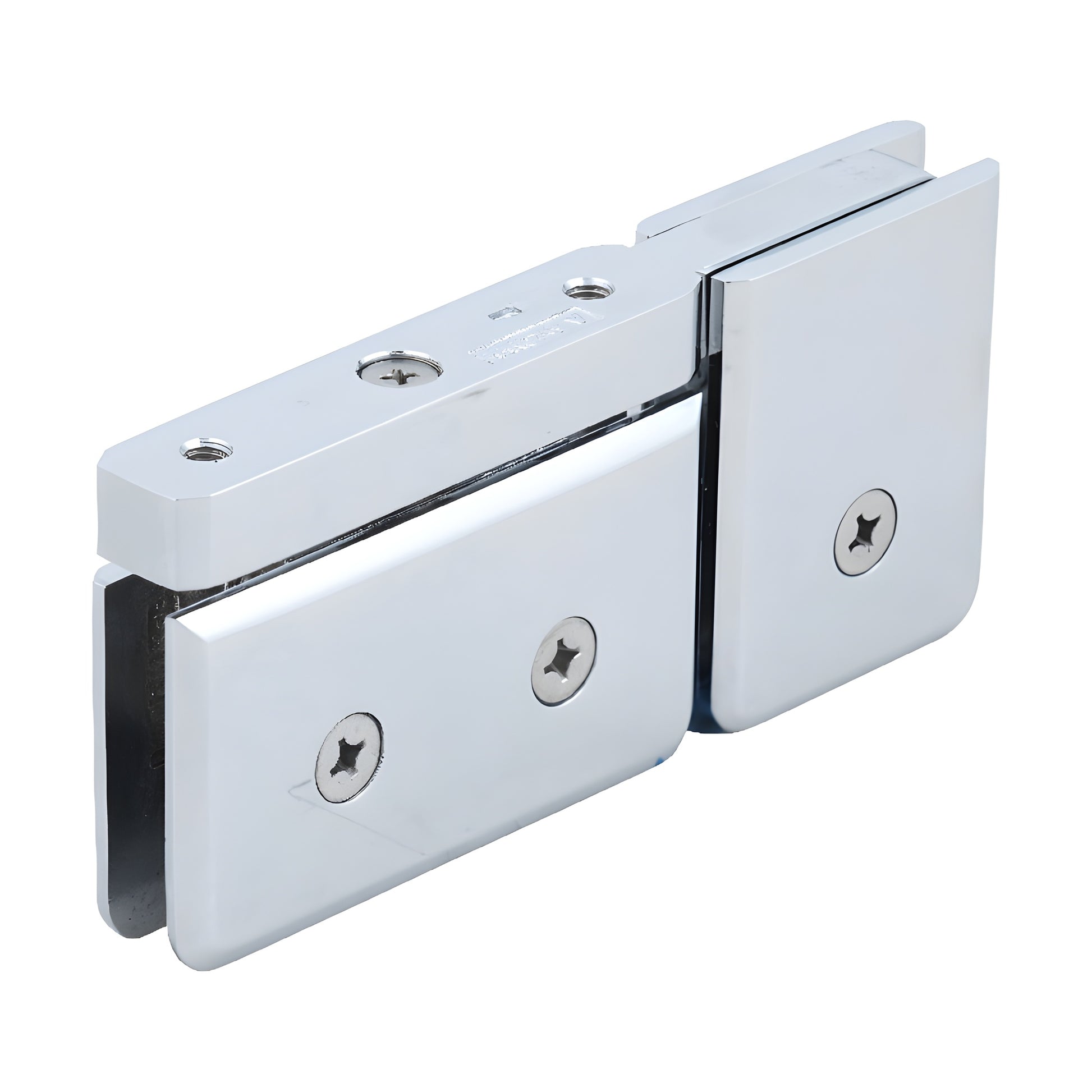 PPH07CH polished chrome brass pivot hinge for 8-10mm glass shower doors, beveled design, self-centering.