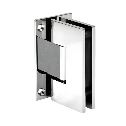 V1E337CH Vienna adjustable polished chrome brass shower hinge for 3/8-1/2" tempered glass, full back plate