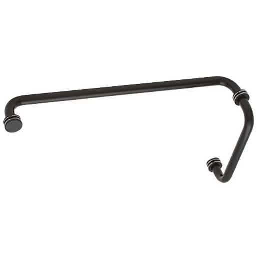 CRL Matte Black 8" Pull Handle & 18" Towel Bar Combo with Metal Washers - BM Series