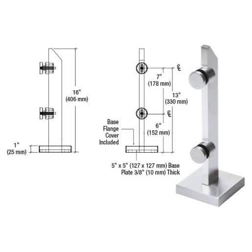 CRL 316 Polished Stainless Mini Post: Durable, sleek point support for modern glass railin
