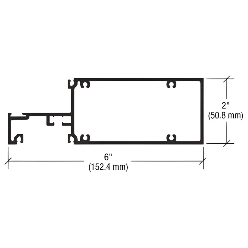 FH75322 black bronze anodized 6063 T5 aluminum extrusion cross section, 6" x 2" (152.4 x 50.8 mm)