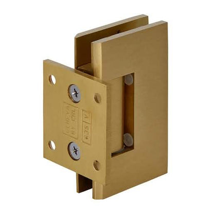 Satin Brass Geneva 074 Wall Mount Hinge with Short Back Plate - Stylish and Durable.