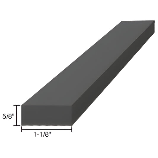 Black EPDM rubber setting block SBEP9, 4 in long, 1-1/8 in wide, 5/8 in thick, rectangular glazing support